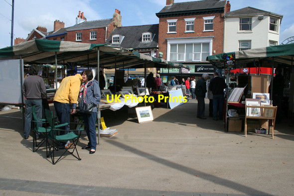 Photo 6"x4" Stalls in the Market Place Melton Mowbray c2013