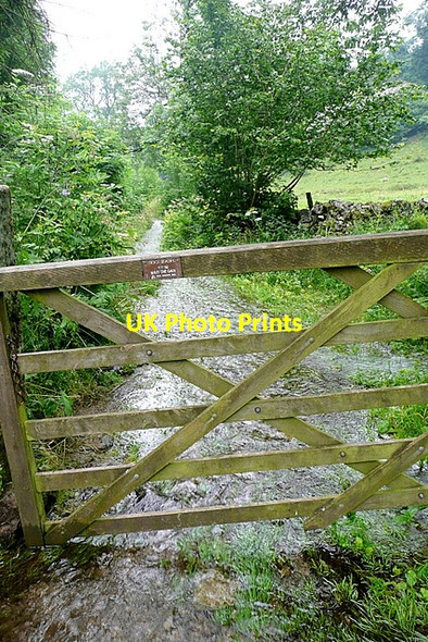 Photo 6"x4" Gate and stream on Gratton Dale bridleway Dale End\/SK2161 c2012