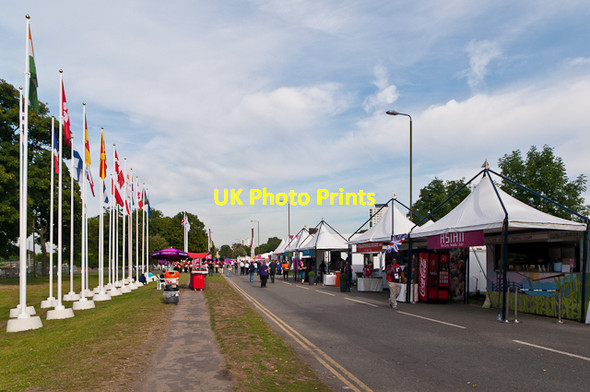 Photo 6"x4" Catering stalls, London 2012 shooting venue  Woolwich c2012