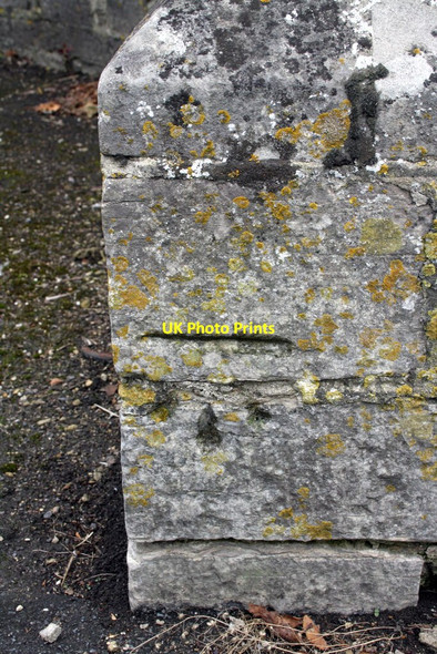Photo 6"x4" Benchmark on wall pier at entrance to cemetery, Weymouth Avenue Dorchester\/SY6890 c2012