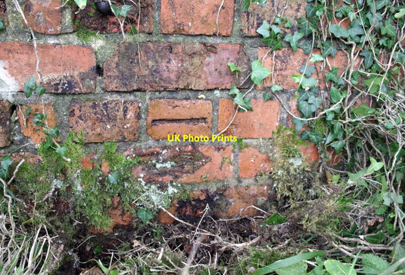 Photo 6"x4" Benchmark on hut foundation, Stonebarrow Lane Catherston Leweston c2012