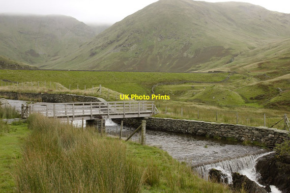 Photo 6"x4" Footbridge over Kentmere Reservoir Outflow Kentmere c2012