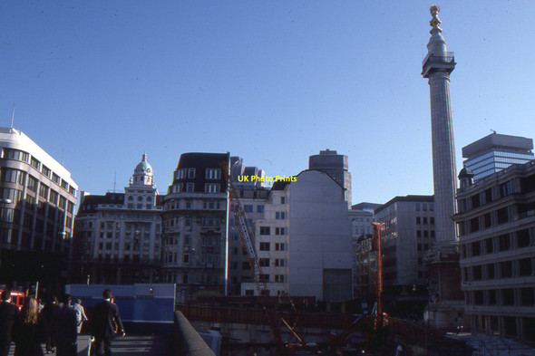 Photo 6"x4" London Bridge, 1995: demolition opens up a view of the Monument London c1995