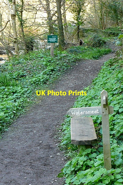 Photo 6"x4" Footpath junction near East Lyn River Lynton c2012