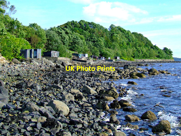 Photo 6"x4" Beach huts by Cloch Lighthouse Levan c2012 P1