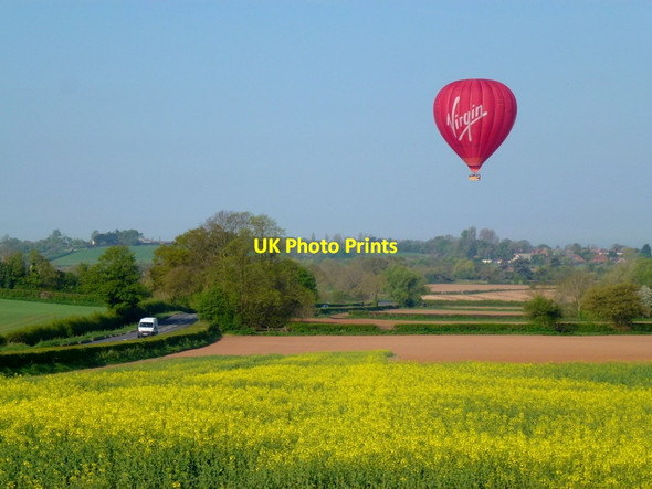 Photo 6"x4" Red Balloon over Apperley Deerhurst c2013