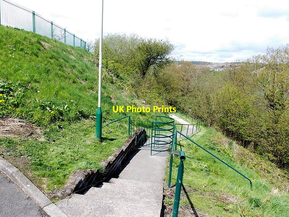 Photo 6"x4" Footpath to Gilfach Fargoed railway station Bargod or Bargoed c2013