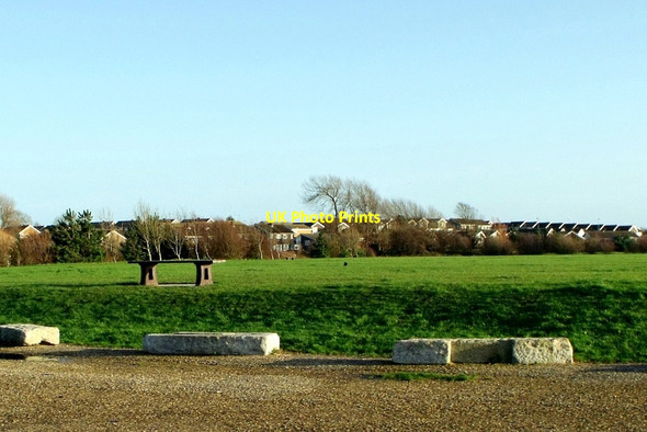 Photo 6"x4" Playing field, Shinewater, Eastbourne Stone Cross\/TQ6104 c2013