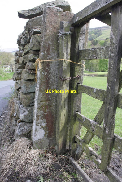 Photo 6"x4" Benchmark on Moser Hill Brow gatepost Sedbergh c2013