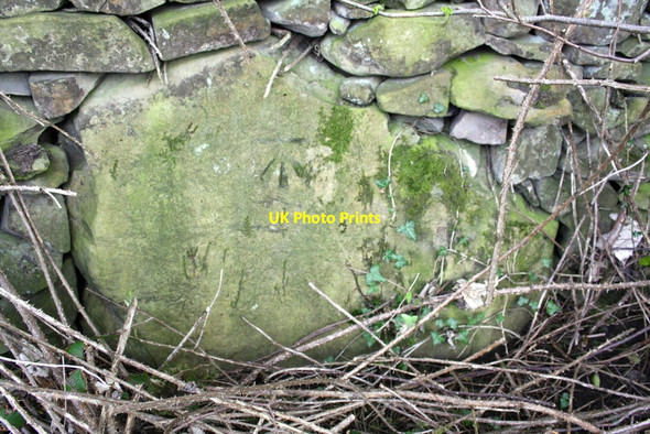 Photo 6"x4" Benchmark on large stone in roadside wall Sedbergh c2013
