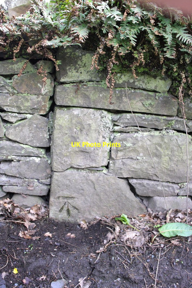 Photo 6"x4" Benchmark on corner of derelict barn near Akay Hill Lenacre c2013