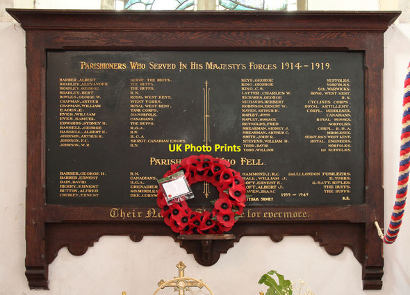 Photo 6"x4" All Saints, Allhallows - War Memorial WWI & WWII Allhallows c2013