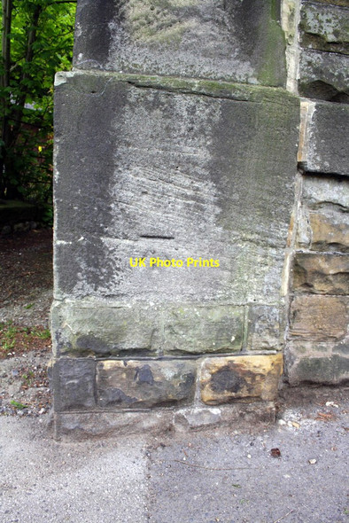 Photo 6"x4" Benchmark on boundary wall corner pier of #36 Palace Road Ripon c2013