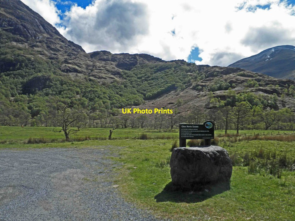 Photo 6"x4" Glen Nevis Estate sign Blarmachfoldach c2013