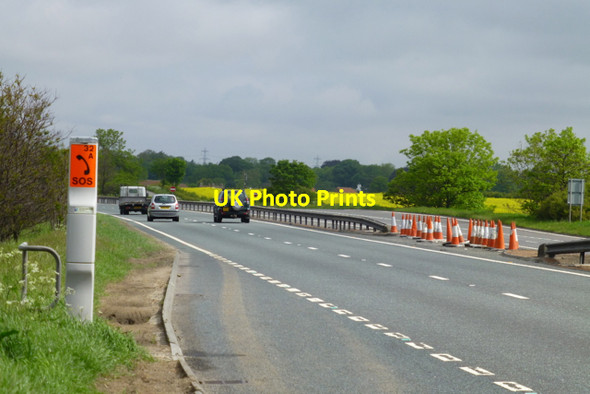 Photo 6"x4" A19 lay-by with emergency telephone Crathorne c2013