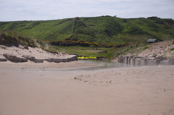 Photo 6"x4" Anti Tank Blocks on Cruden Bay Beach Whinnyfold c2013