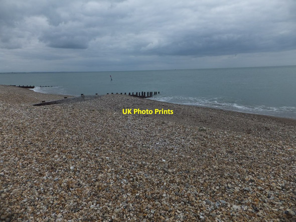 Photo 6"x4" Pebbles piled against groynes on East Beach, Selsey East Beach c2013