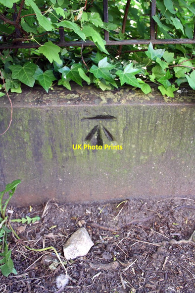 Photo 6"x4" Benchmark on mill stream wall, Low St Agnesgate Ripon c2013