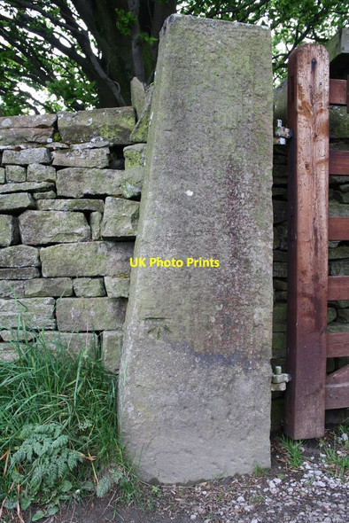 Photo 6"x4" Benchmarked gatepost at entrance to Spring House Grassington c2013