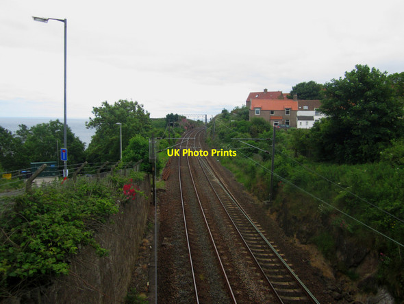 Photo 6"x4" Looking south down the East Coast Mainline through Burnmouth Burnmouth\/NT9561 c2013
