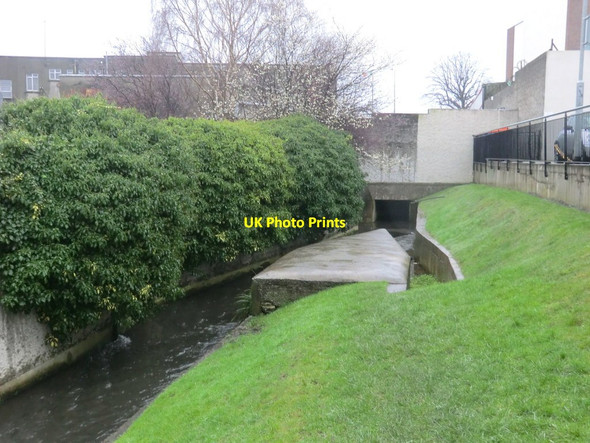 Photo 6"x4" Poddle River at The Stone Boat, where the City Watercourse separates Crumlin\/O1232 c2013