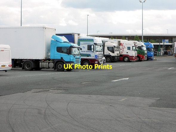 Photo 6"x4" Lorry park, Wetherby Service Area Wetherby c2013