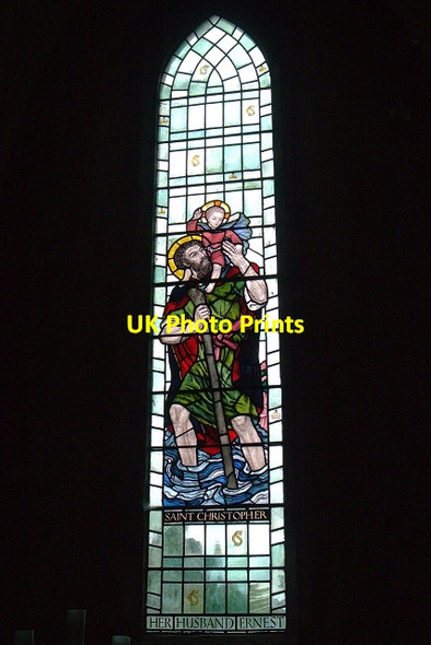 Photo 6"x4" St Michael and All Angels Church- Stained Glass Window (St Christopher) Broadway\/SP0937 c2013