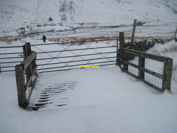 Photo 6"x4" Cattle grid under snow Capel Curig c2013