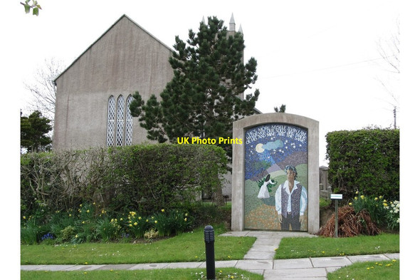 Photo 6"x4" Mosaic of Heathcliff and Cathy Earnshaw at the Bront\u00c3\u00ab Interpretation Centre Ballyroney c2013