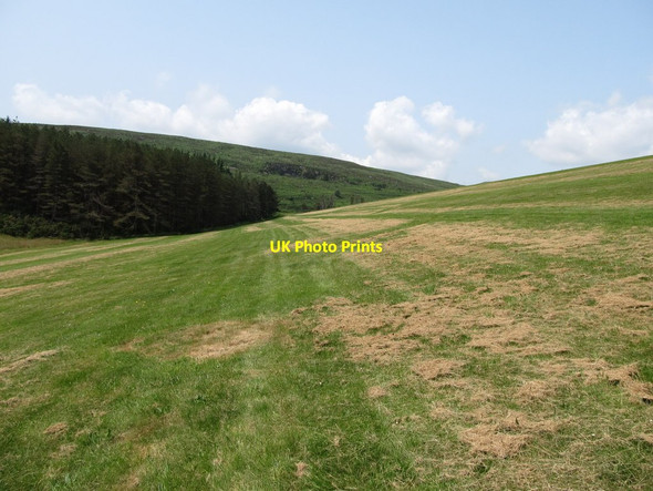 Photo 6"x4" View west along the grassy dam outer wall of the Silent Valley Reservoir Attical c2013
