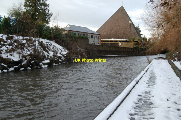 Photo 6"x4" River Tolka passing Glasnevin church and school Dromcondra c2010