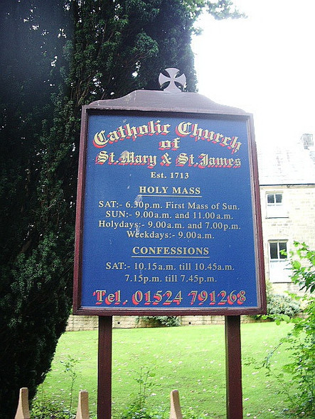 Photo 6"x4" The Catholic Church of St Mary & St James, Scorton, Sign Scorton\/SD5048 c2008