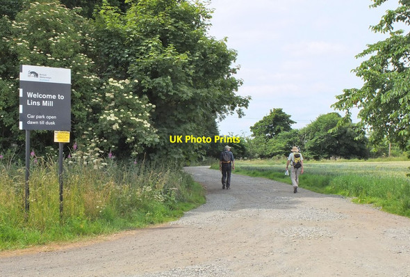Photo 6"x4" Sign for Lin's Mill car park Bonnington\/NT1169 c2013
