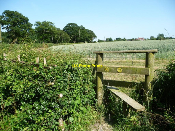 Photo 6"x4" Waymarked stile at footpath junction The Stocks\/TQ9127 c2013