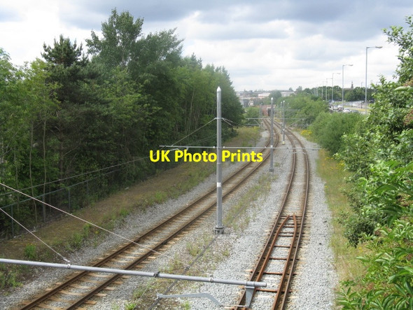 Photo 6"x4" Tram approach to Oldham Mumps Oldham c2013