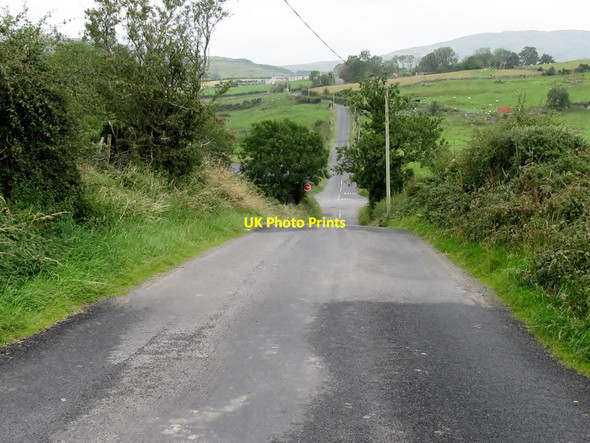 Photo 6"x4" Kilnhill Road descending towards the crossroads with Ribadoo Road and Legananny Hall Road Ballyward c2011