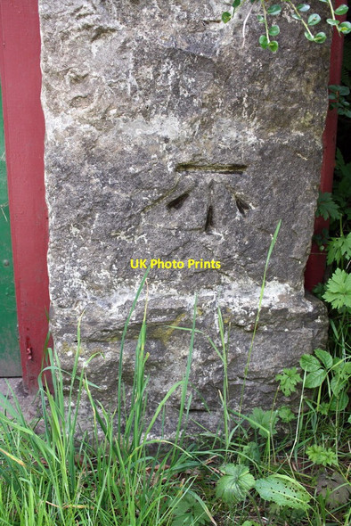 Photo 6"x4" Benchmark on garage next to 'Rose Cottage' Garsdale\/SD7489 c2013