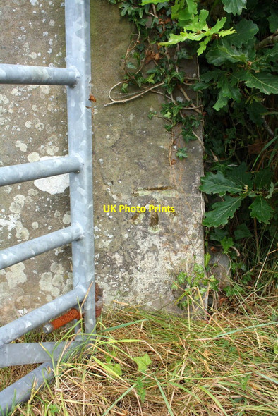 Photo 6"x4" Benchmark on gatepost near Fell View bungalow Beckside\/SD6188 c2013