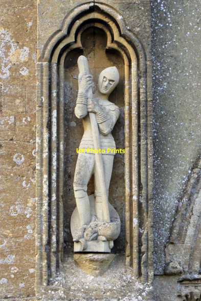 Photo 6"x4" St George and dragon on St Mary's Church Uffington\/SU3089 c2013