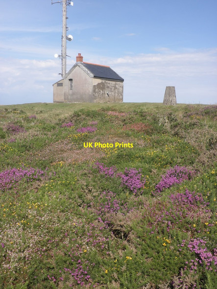 Photo 6"x4" Trig Point and phone mast, on Butter Hill Countisbury c2013