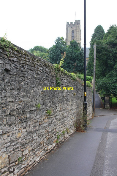 Photo 6"x4" Station Road wall with view of St Mary's Church Richmond\/NZ1701 c2013