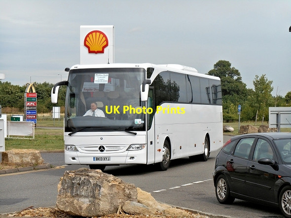 Photo 6"x4" Coach Entering Cambridge Service Area Boxworth c2013