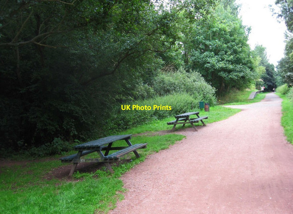 Photo 6"x4" South Staffordshire Railway Walk - two picnic tables near former Wombourne Station, Wombourne, Staffs Lower Penn c2013