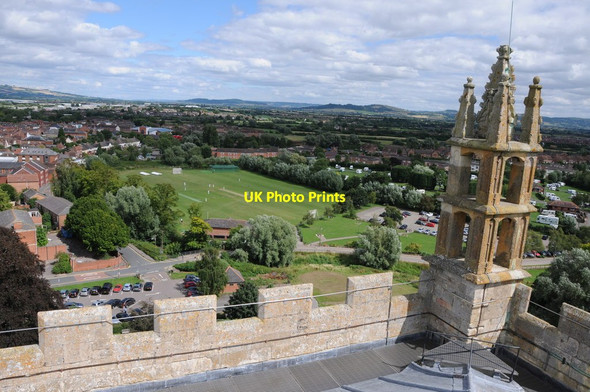 Photo 6"x4" Pinnacle on Tewkesbury Abbey and the view to the east Tewkesbury c2013