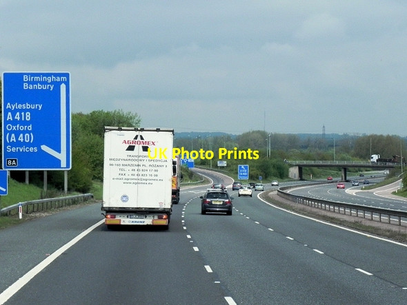 Photo 6"x4" Northbound M40 Approaching Oxford Service Area (Junction 8A) Waterstock c2013