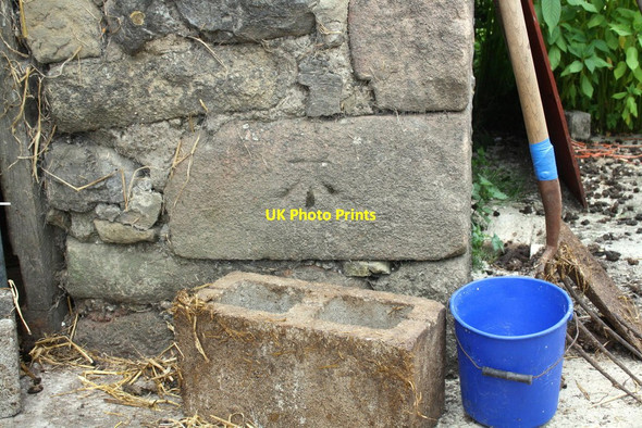 Photo 6"x4" Benchmark on barn Skipton c2013