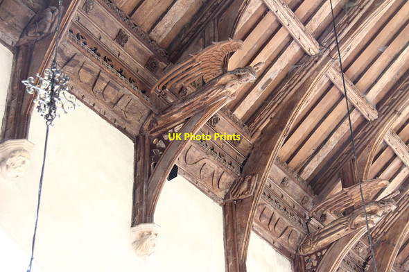 Photo 6"x4" All Saints, Hawstead - Roof angels Hawstead c2013