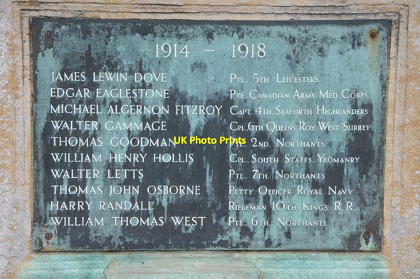 Photo 6"x4" WWI names on West Haddon War Memorial West Haddon c2013