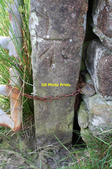 Photo 6"x4" Benchmark on gatepost on south side of Skipton Moor Lane Draughton\/SE0352 c2013