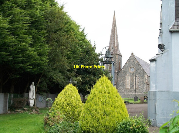 Photo 6"x4" St Maeldoid Church of Ireland viewed from the grounds of St Mary's Catholic Chapel Castleblayney c2013